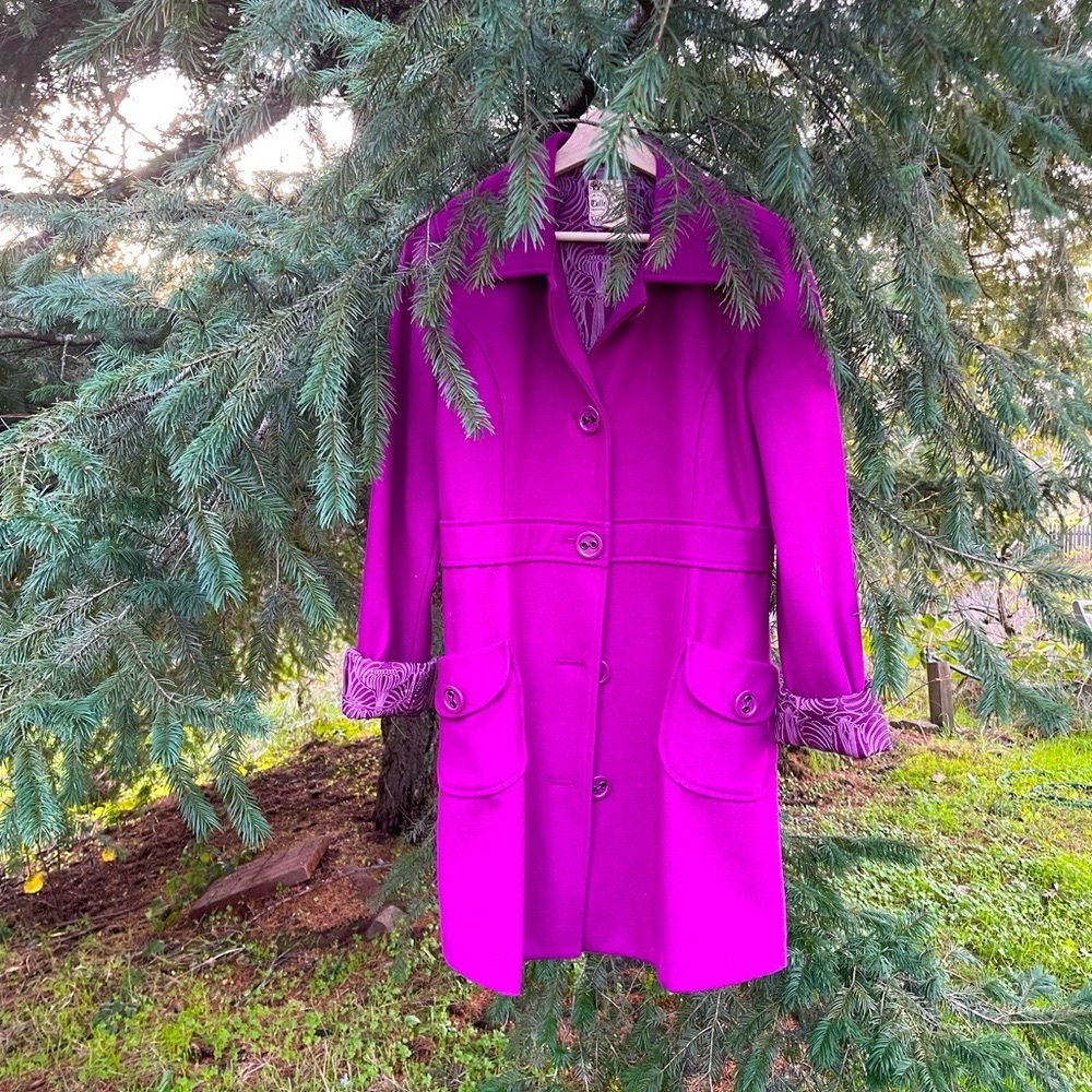 Beautiful Fuchsia Tulle Wool Coat